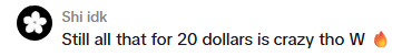 Customer comment screenshot