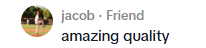 Customer comment screenshot