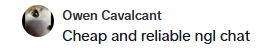 Customer comment screenshot