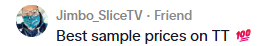 Customer comment screenshot
